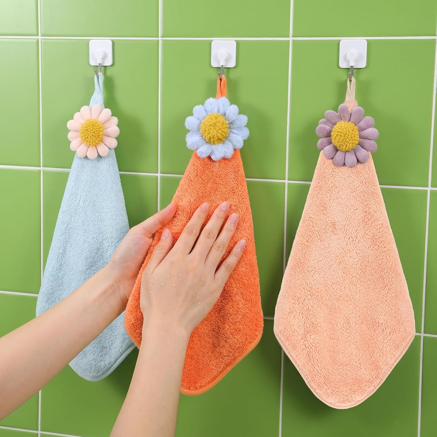 4PCS Hand Towels with Hanging Loop, Super Soft Microfiber Coral Velvet Hanging Hands Dry Towels Hangin Hand Towel Quick Dry Cleaning Cloths for Kitchen Bathroom Super Absorbent