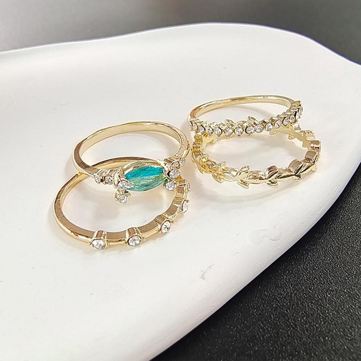 Aktully Dainty Gold Rings Set for Womem 14k Gold Plated Stacking Band Rings Cubic Zirconia Stackable Rings Wedding Rings for Women Aesthetic Jewelry Size 7-11 - Image 4