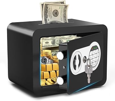 Small Safes for Home, 6.69H Mini Safe Box with Drop Slot for Kids & Adults