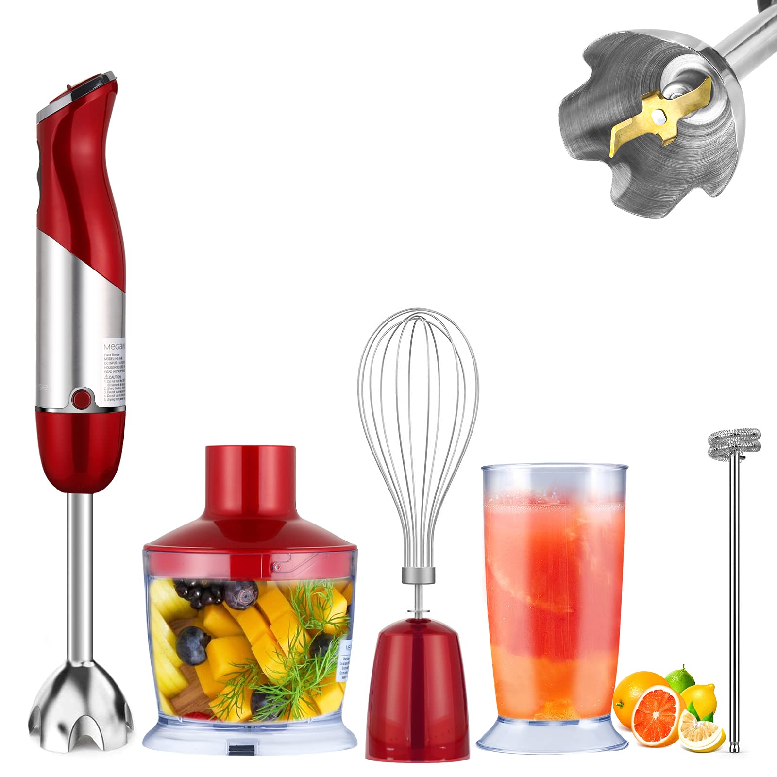 Buy Immersion hand blender,MegaWise 1000 Watt 12Speed 5 in 1 Multi