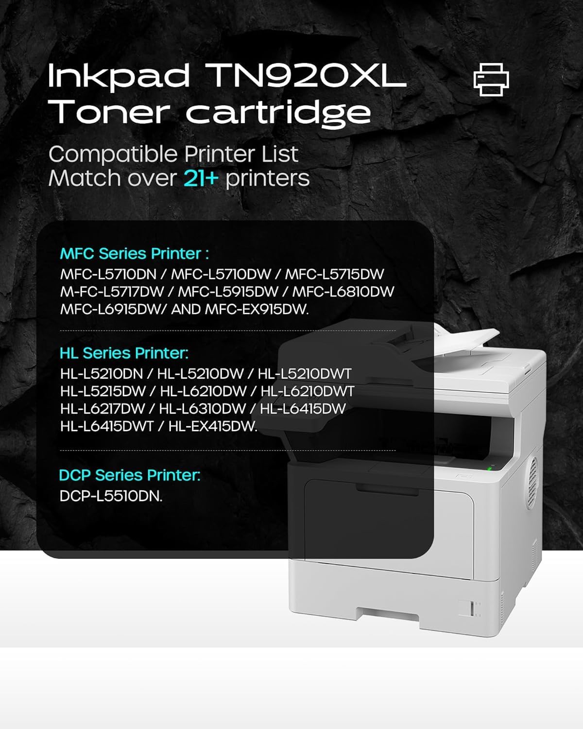 TN920XL TN920 Toner Cartridge HL-L6210DW Compatible for Brother TN-920XL TN-920 High Yield to Use with HL-L6210DW HL-L5210DW HL-L6210DWT HL-L5210DN HL-L5210DWT Printer (2 Black, with Chip )
