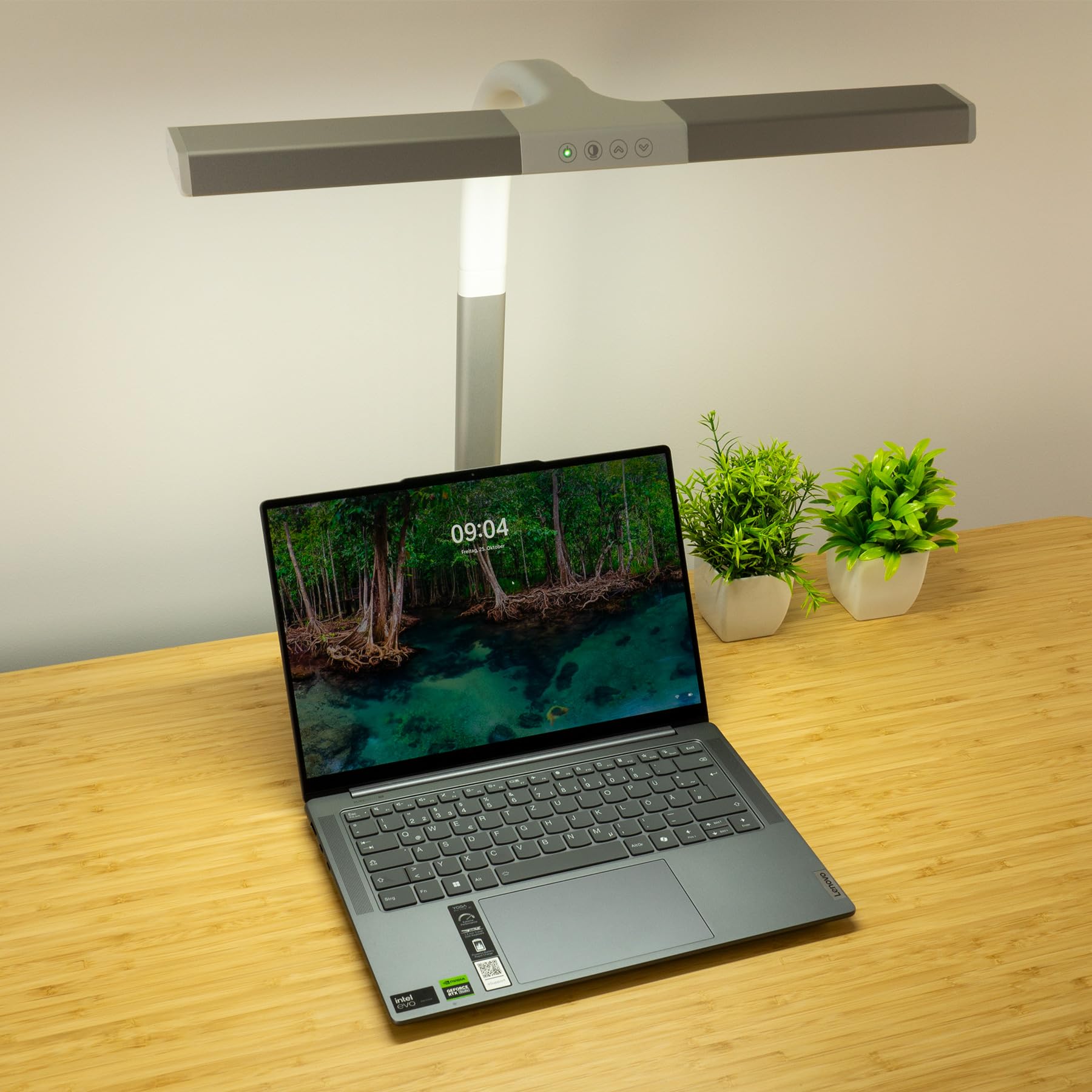 FeinTech Lampe de Bureau Pince LED 50 cm Blanc-argent LTL00310E