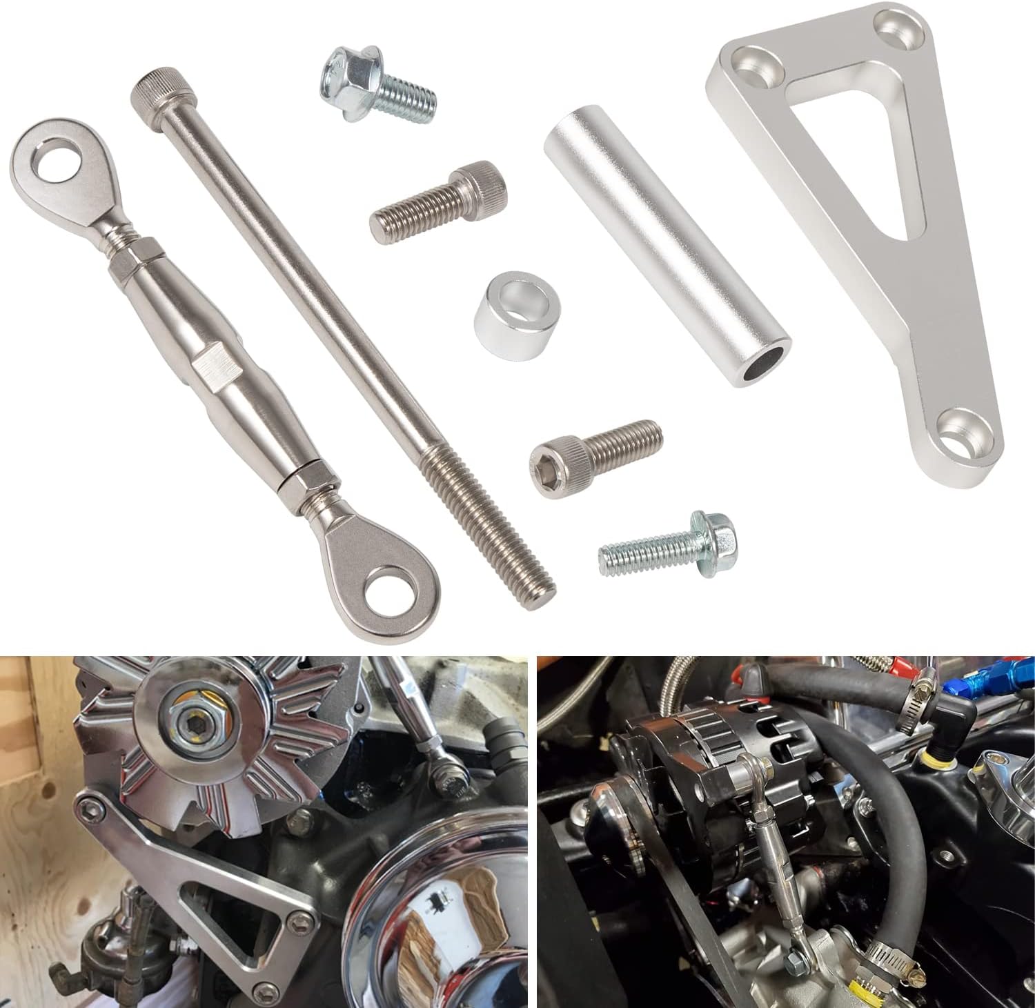 Alternator Bracket Adjustable Kit for Chevy SBC 305 327 350 383 5.0L 5.7L V8 Eight Cylinder Long Water Pump