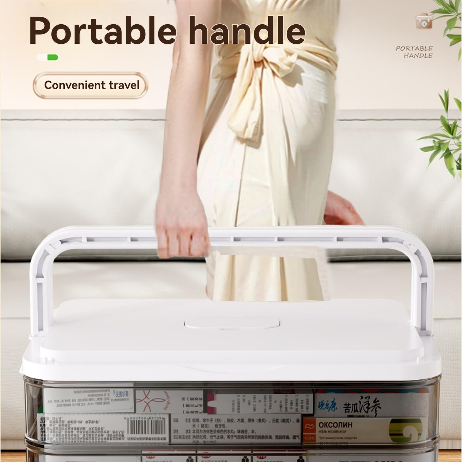 Scatola portaoggetti per medicinali a 3 livelli con ombreggiatura a prova di umidità, contenitore portatile per kit di pronto soccorso, organizer multiuso in plastica con manico, per casa,