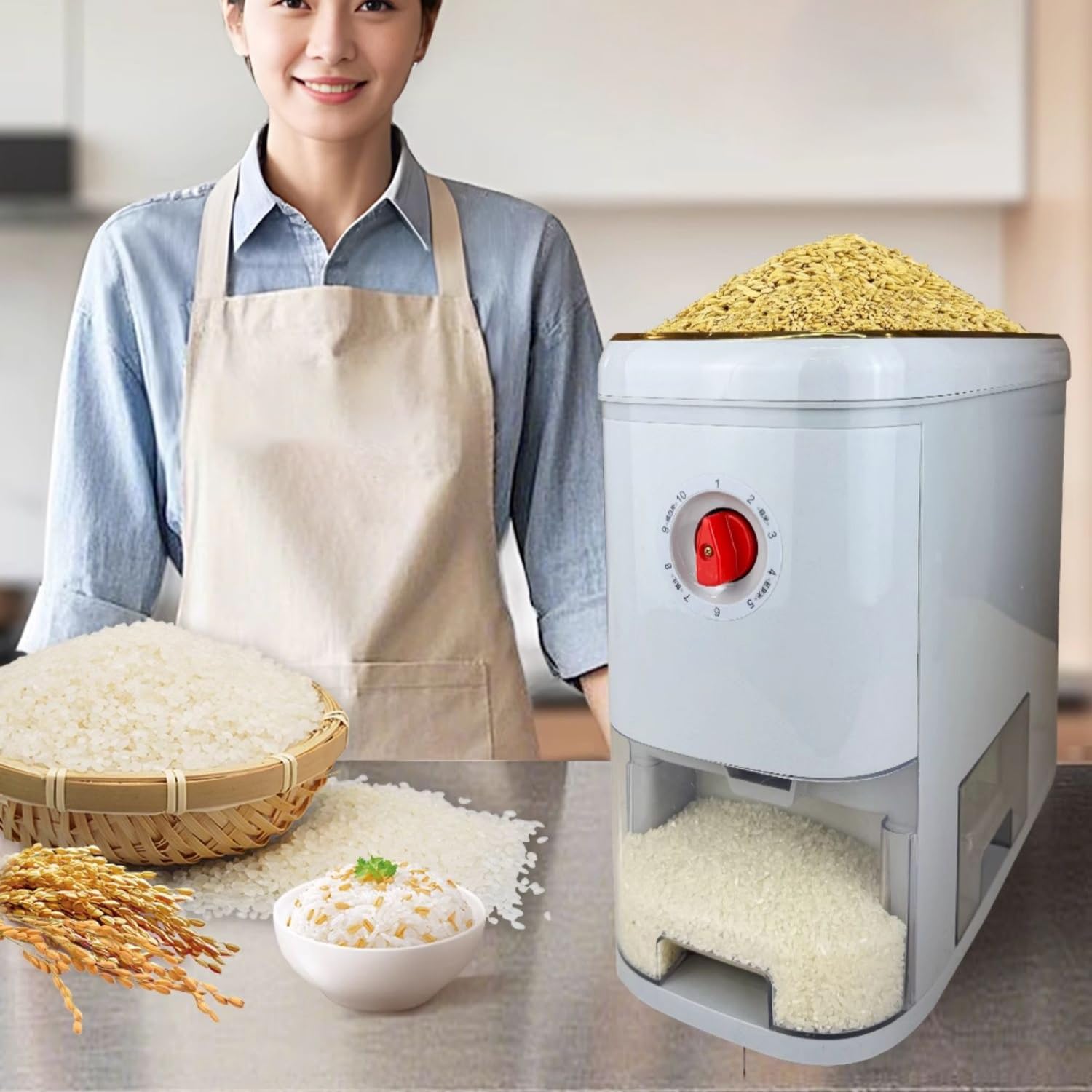 Automatyczna maszyna do mielenia ryżu, separator otrąb ryżowych 550W z 9 biegami, maszyna do łuskania i obłuskiwania pszenicy o wydajności 20-30KG/H do zbóż