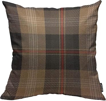 غطاء وسادة Mugod Throw بني أحمر وأسود غطاء وسادة مربع من الكتان المزخرف للمنزل للرجال والنساء غطاء وسادة غرفة النوم وغرفة المعيشة 18x18 بوصة