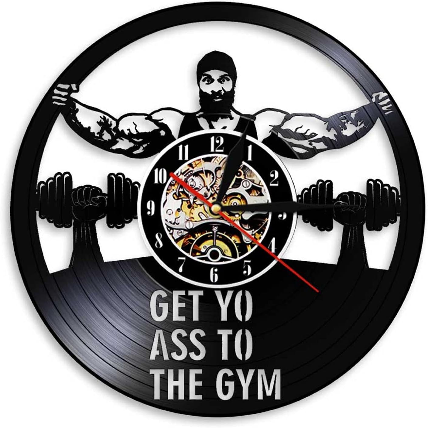 ICECHEN Vinyl Record Wall Clock Get Yo Ass to The Gym Wall