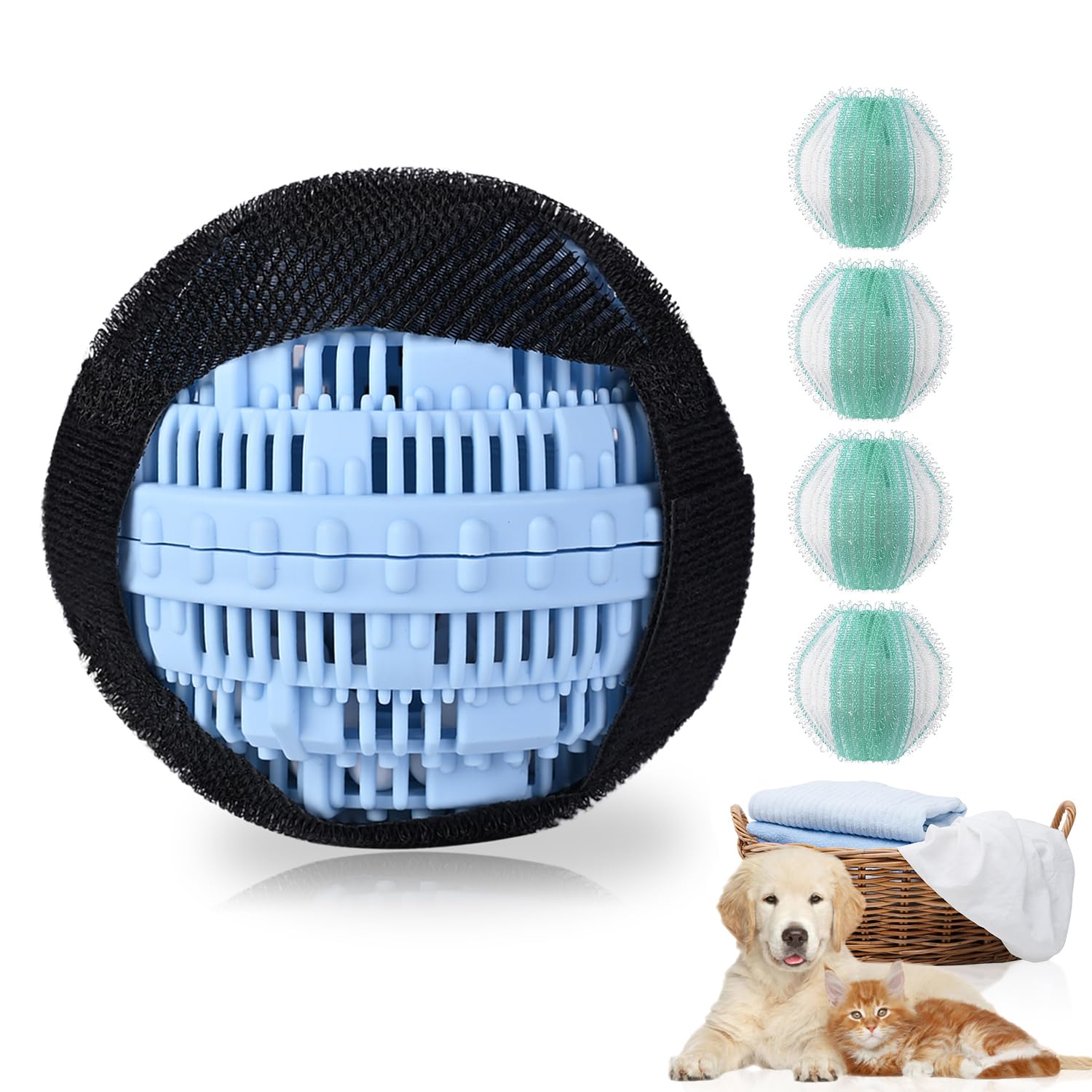 Pet Hair Remover and Laundry Ball Set, Reusable Dog Hair Remover for Laundry, Lint Catcher Laundry Ball in Washing Machine, Pet Hair Catcher for Clothes, Bedding