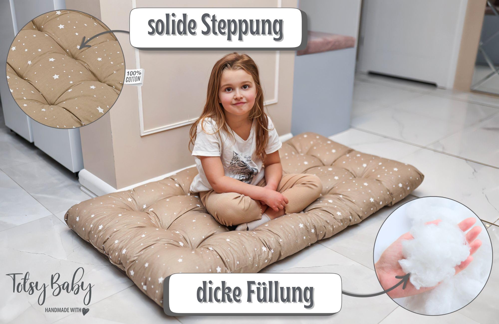 Children's Floor Mattress 60 x 120 cm – Soft Cotton Cushion for Climbing Arch and Montessori Toy – Baby Play Mat and Reading Corner Oeko-Tex Africa - 4