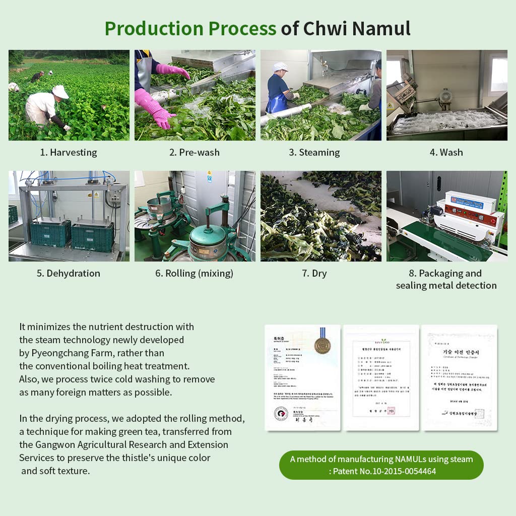 Pyeongchang Chwinamul 2.82oz, Dried Vegatables for Seasoned Namul Salad with rich flavor, Korean Side Dishes, Korean Healthy Food K-Namul