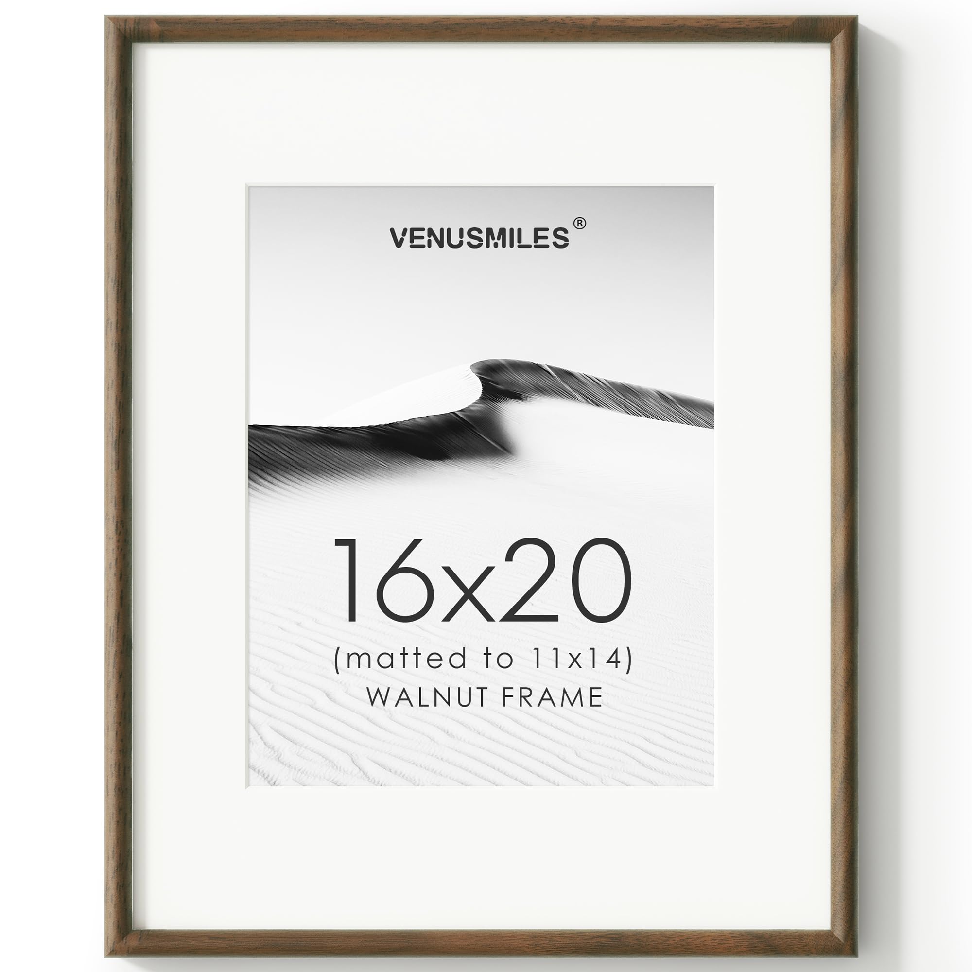 Cadre photo 40,6 x 50,8 avec passe-partout 28 x 35,6 en bois véritable et verre trempé