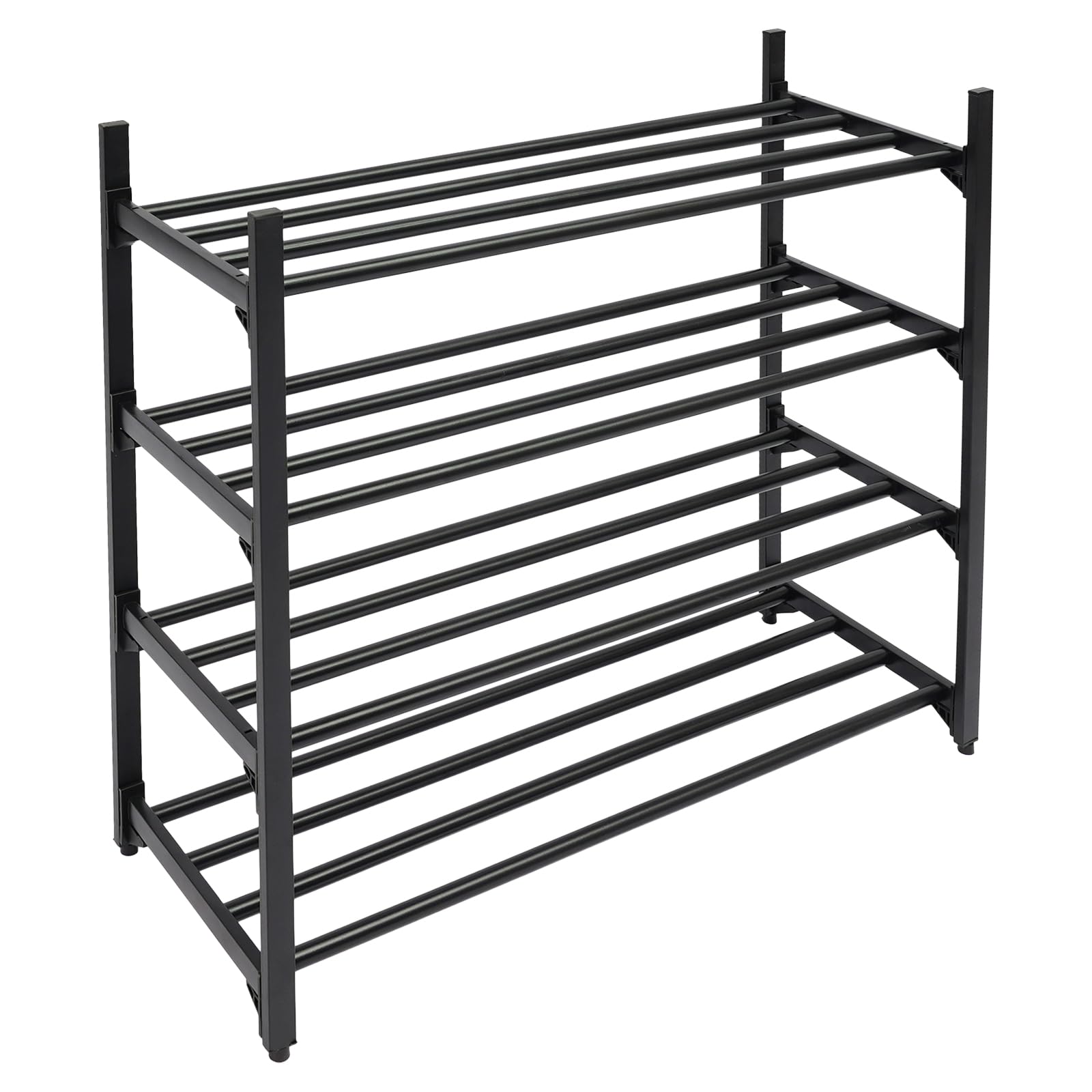 Zapatero de 66 x 24 x 63 cm, organizador de zapatos extensible, para uso en entradas, armarios, salones, garajes, dormitorios (negro)