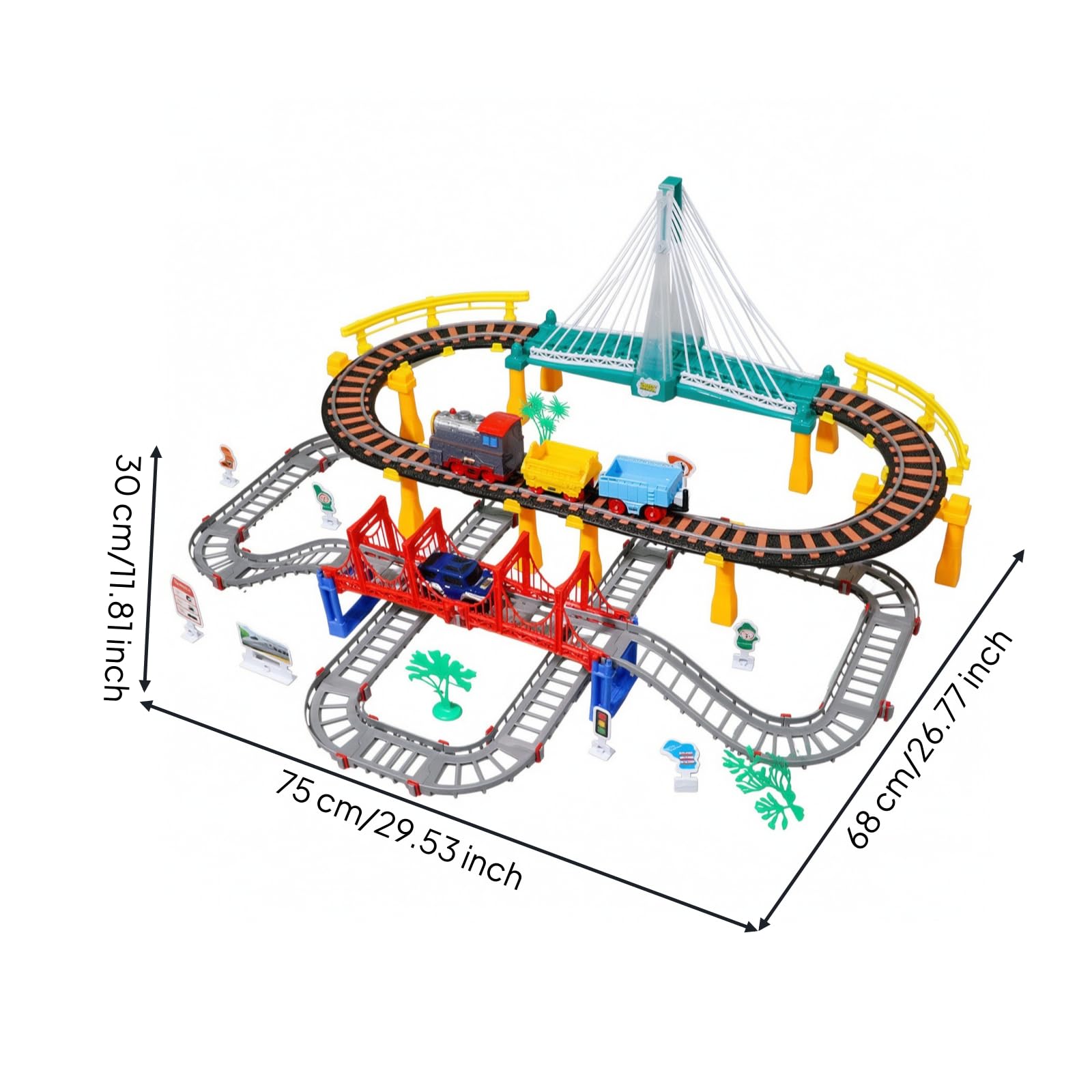 Tren Eléctrico Juguete Educativo | ensamblable, Circuito Ferroviario con Coche Juguete, 3D
