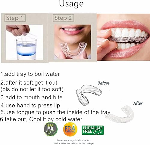 Miniatura 3 de Paquete de 4 protectores nocturnos personalizados para rechinar dientes, bruxismo, atletismo deportivo, bandeja blanqueadora, incluye caja de espejo