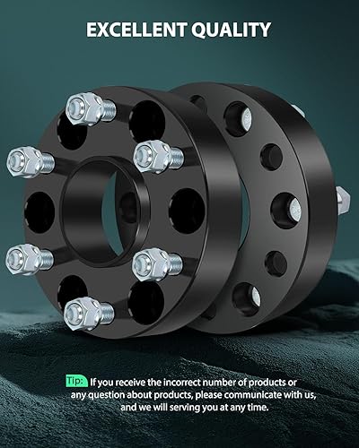 Miniatura 6 de SCITOO 4 espaciadores de rueda de 6 x 5.5 pulgadas, calibre de 1.5 pulgadas, pernos de 3.063 in, espaciadores de rueda de 6 lengüetas de 14 x 1.5,