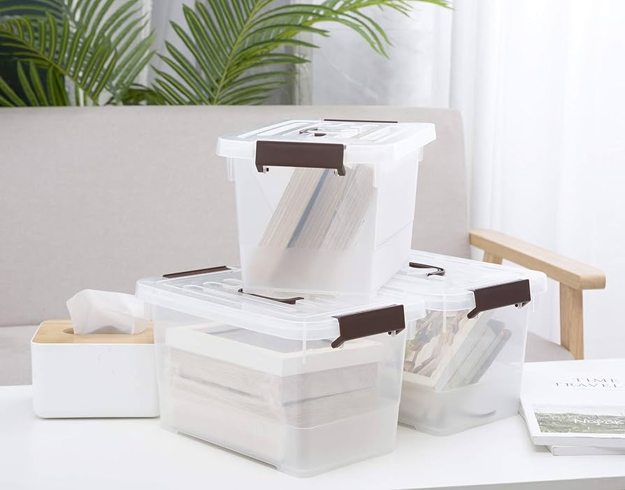 Amazon.com - YYXB 4 Pack-Plastic Storage Bins with Lids and Handle