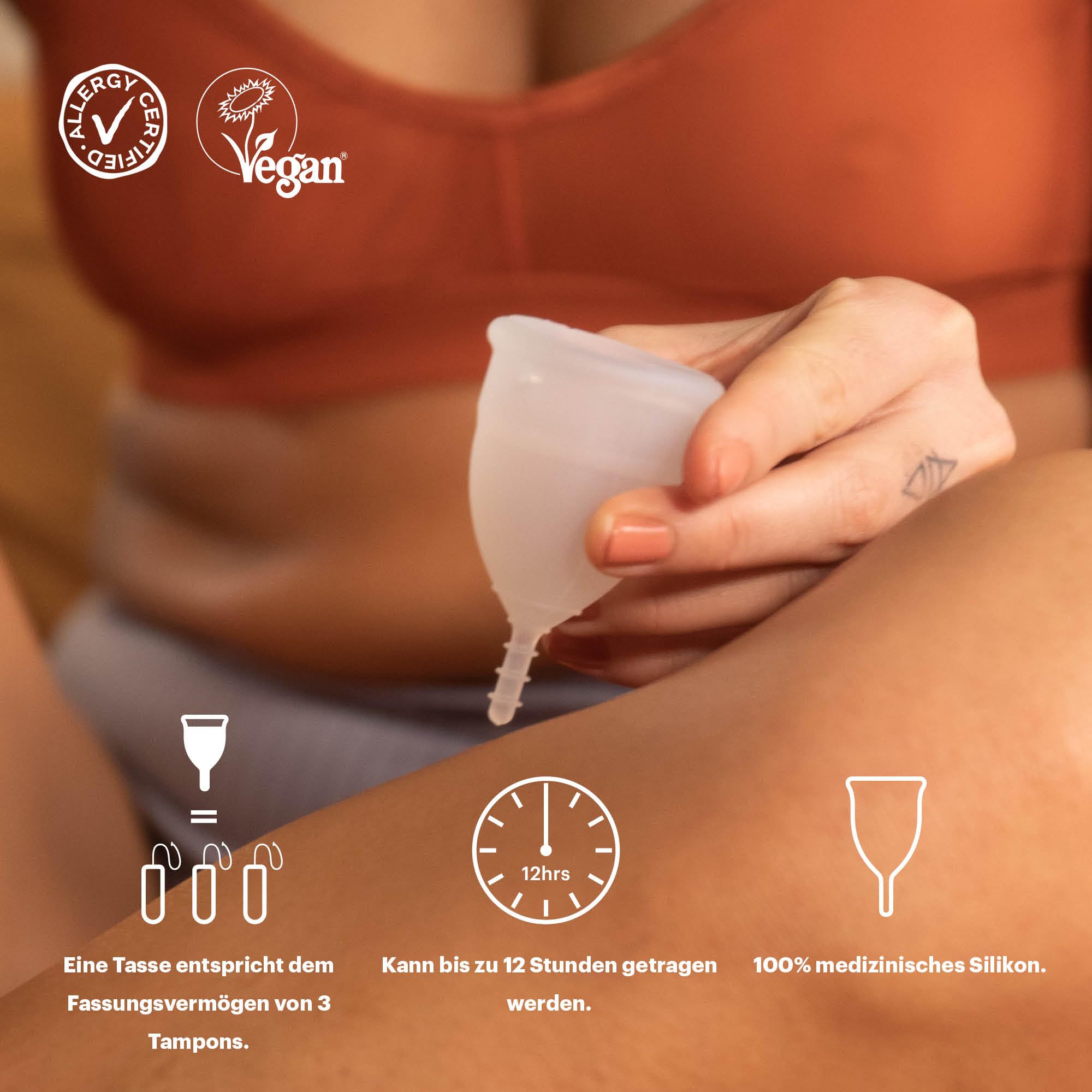 AllMatters Menstruationstasse (ehemals OrganiCup) - Größe A - für Alle, die Noch Nicht Vaginal Entbunden Haben - Weiches und Angenehmes Medizinisches Silikon