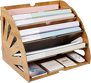 Dokumentenablage Holz, A4 Briefablage 5 Ablagefächer Schreibtisch Datei Organizer Papierablage Aktenaufbewahrung Ablagesystem Dokumentenhalter für Büro