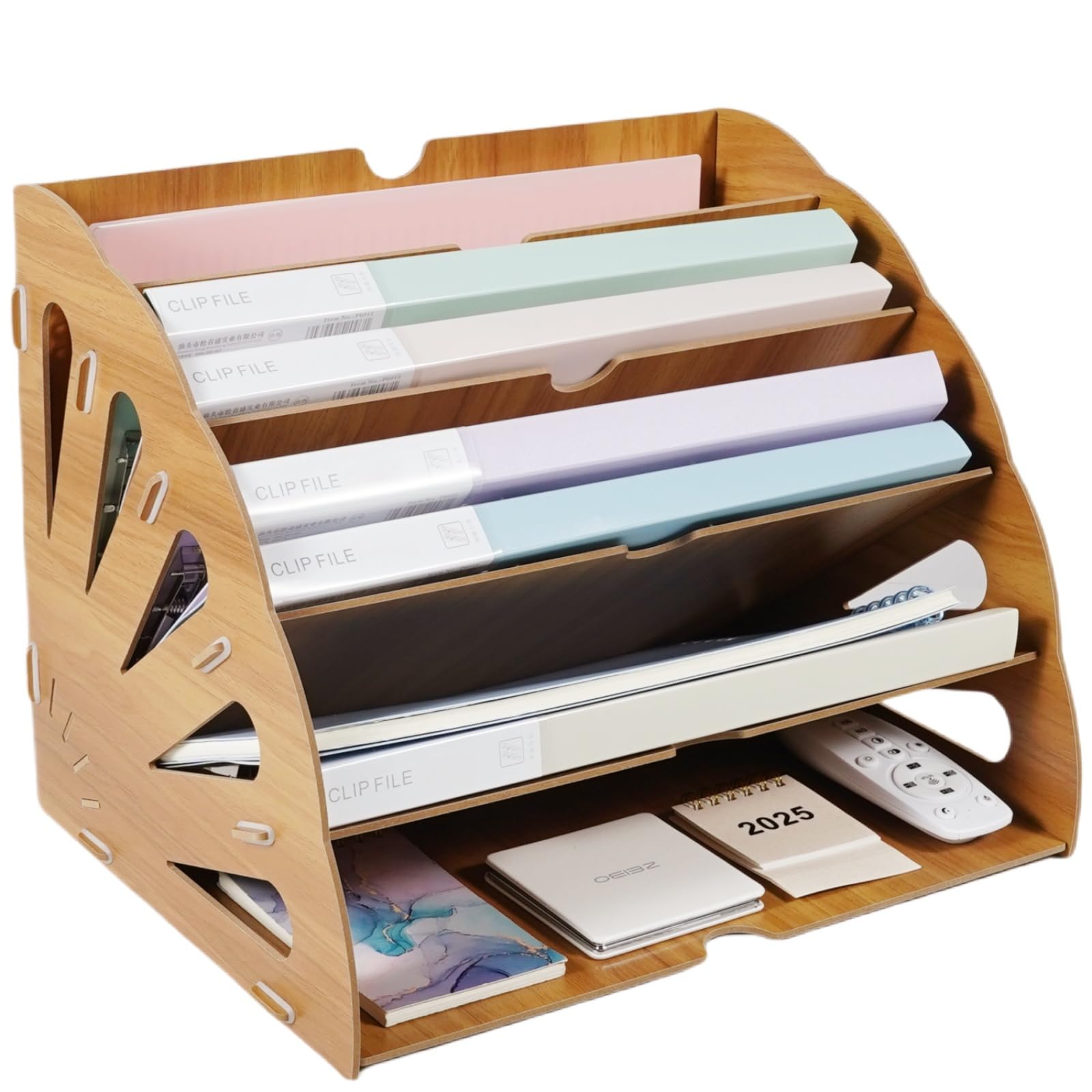 Tonsmile Dokumentenablage Holz, A4 Briefablage 5 Ablagefächer Schreibtisch Datei Organizer Papierablage Aktenaufbewahrung Ablagesystem Dokumentenhalter für Büro