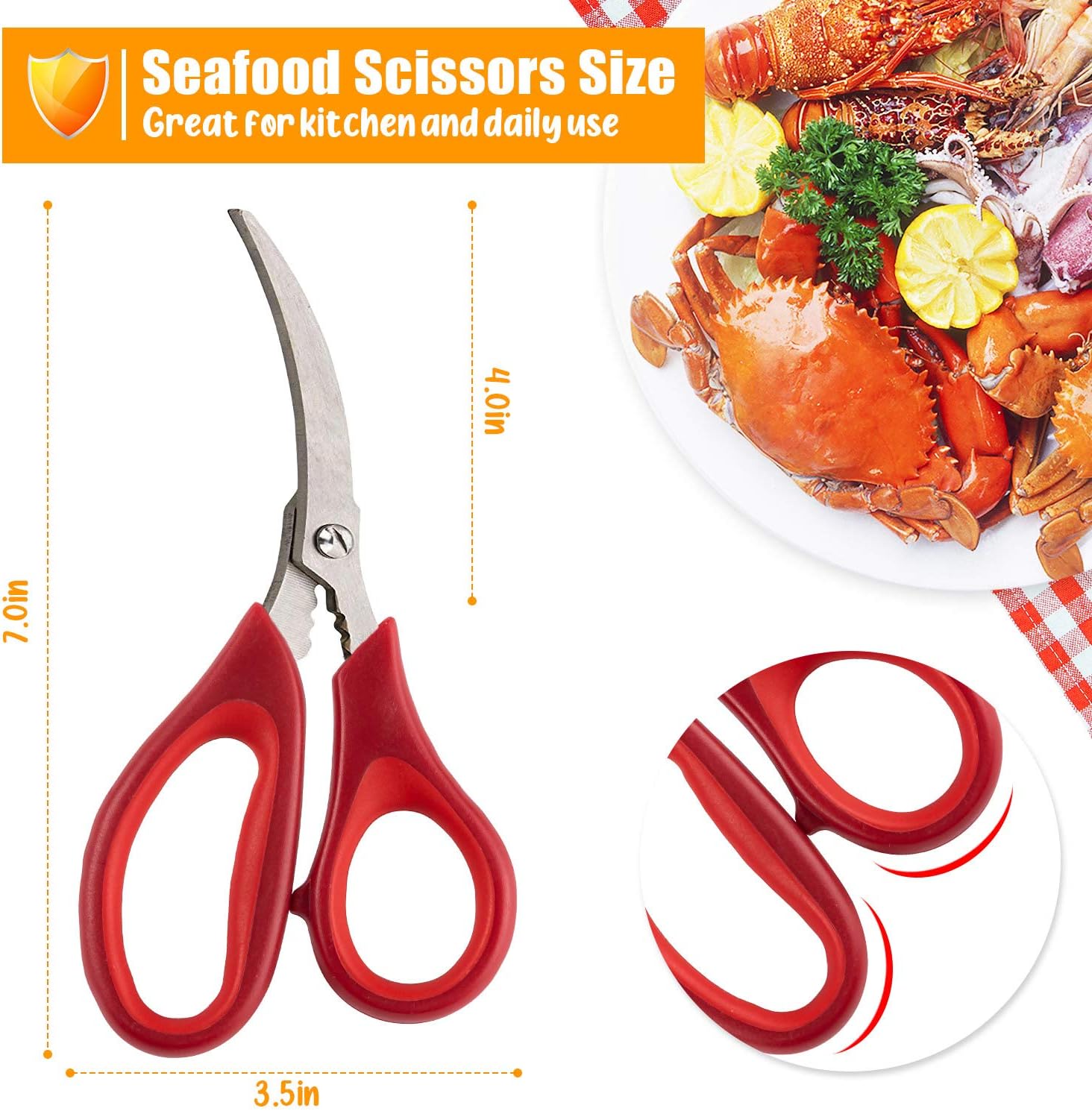 Kitchen Seafood Scissors for Crab Legs, 4 Pack Crab Leg Scissors Lobster Shell Cracker, Lobster Shrimp Crayfish Crawfish Scissors Fish Scissors, Seafood Crab Legs Crackers and Tools: Home & Kitchen