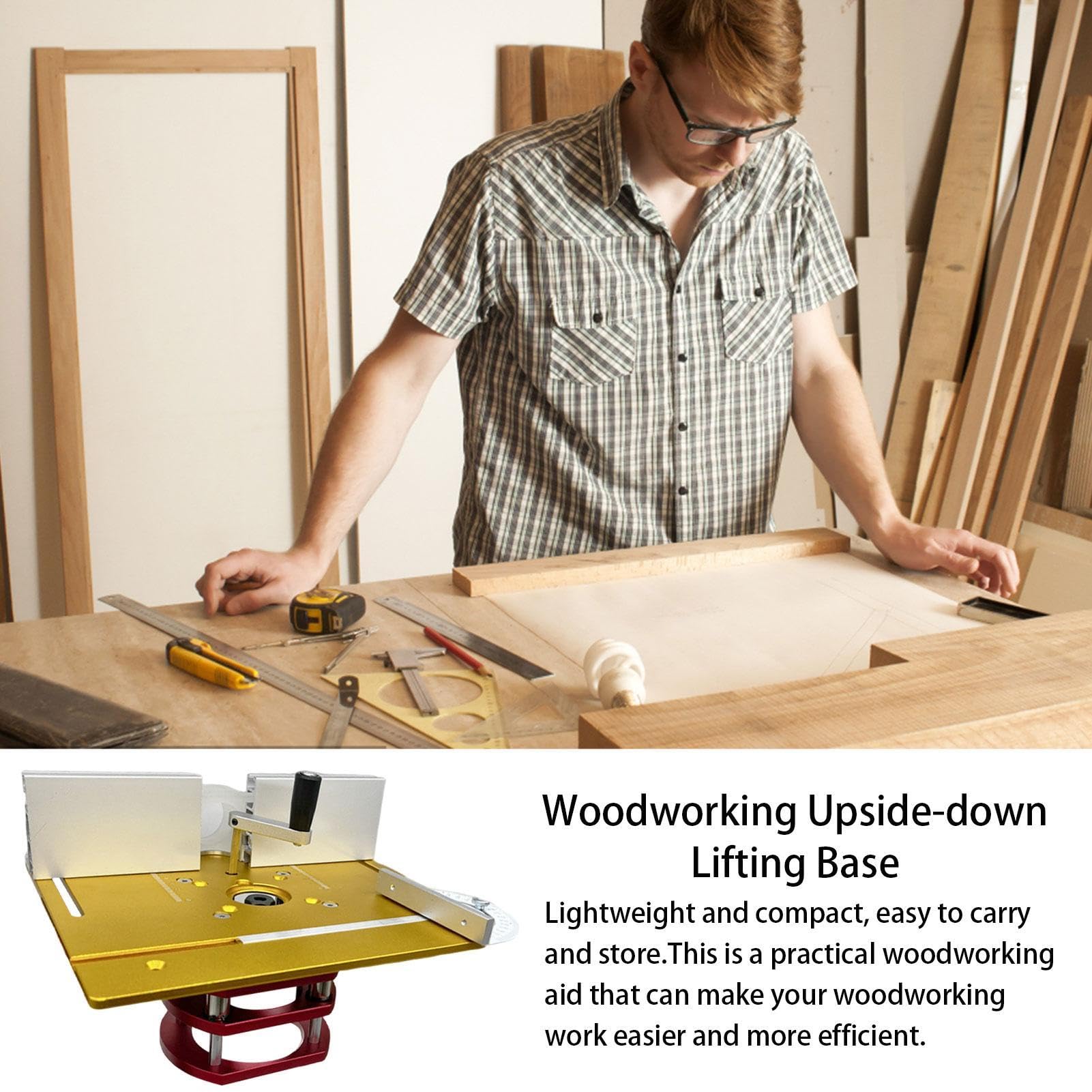 Elevador para Mesa de Fresadora Antióxido Con Escala Clara Y Práctico | Placa Base De Inserción Para Sierra Mesa Máquina Grabadora Para Madera, Recortadoras Pequeñas, Motores Y Elevación Mesa