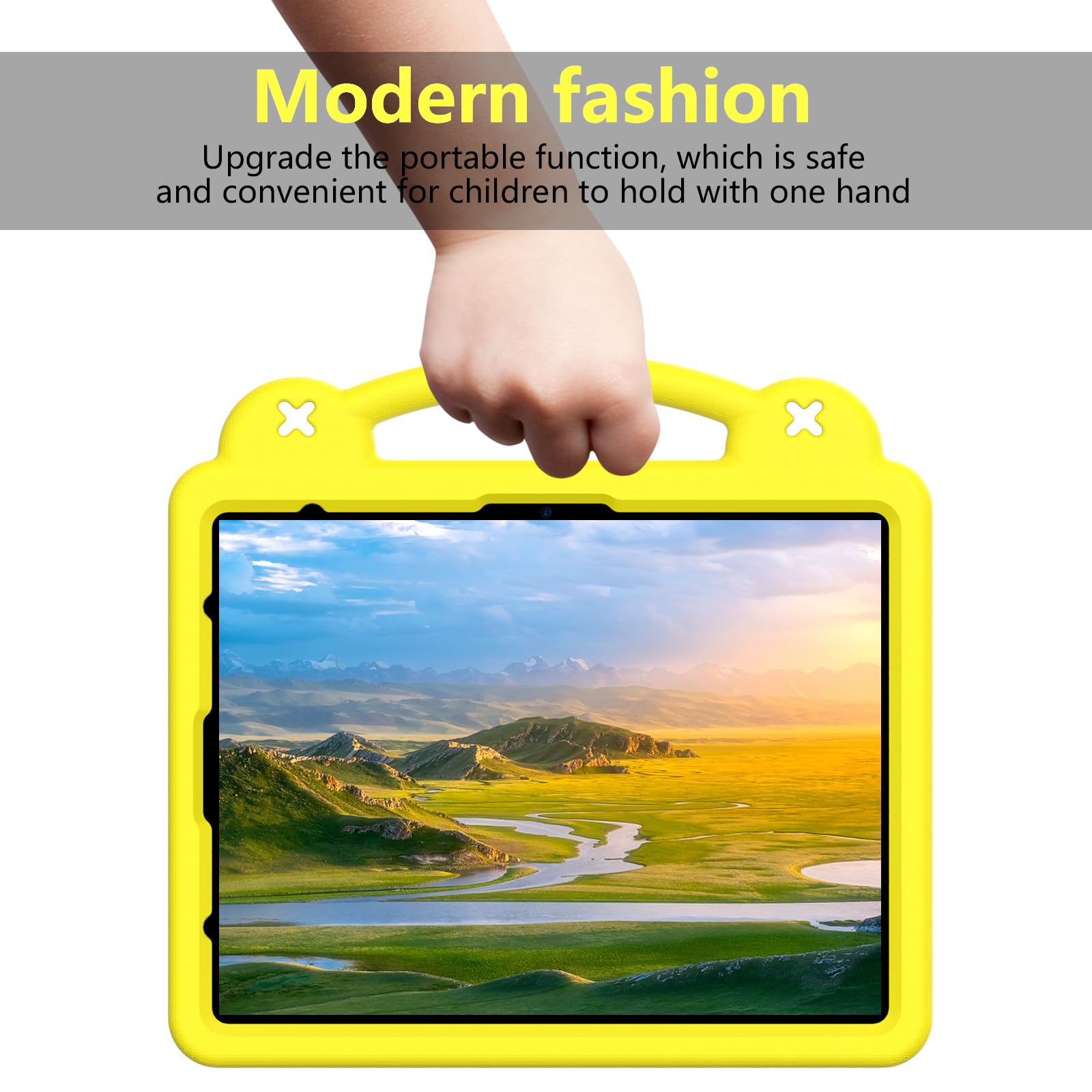 YRH Funda para niños para iPad Air de 13 pulgadas, M2 (2024)/iPad Pro de 13 pulgadas 7ª generación M4 (2024)/iPad Pro de 12.9 pulgadas (2022/2021/2020) (amarillo)