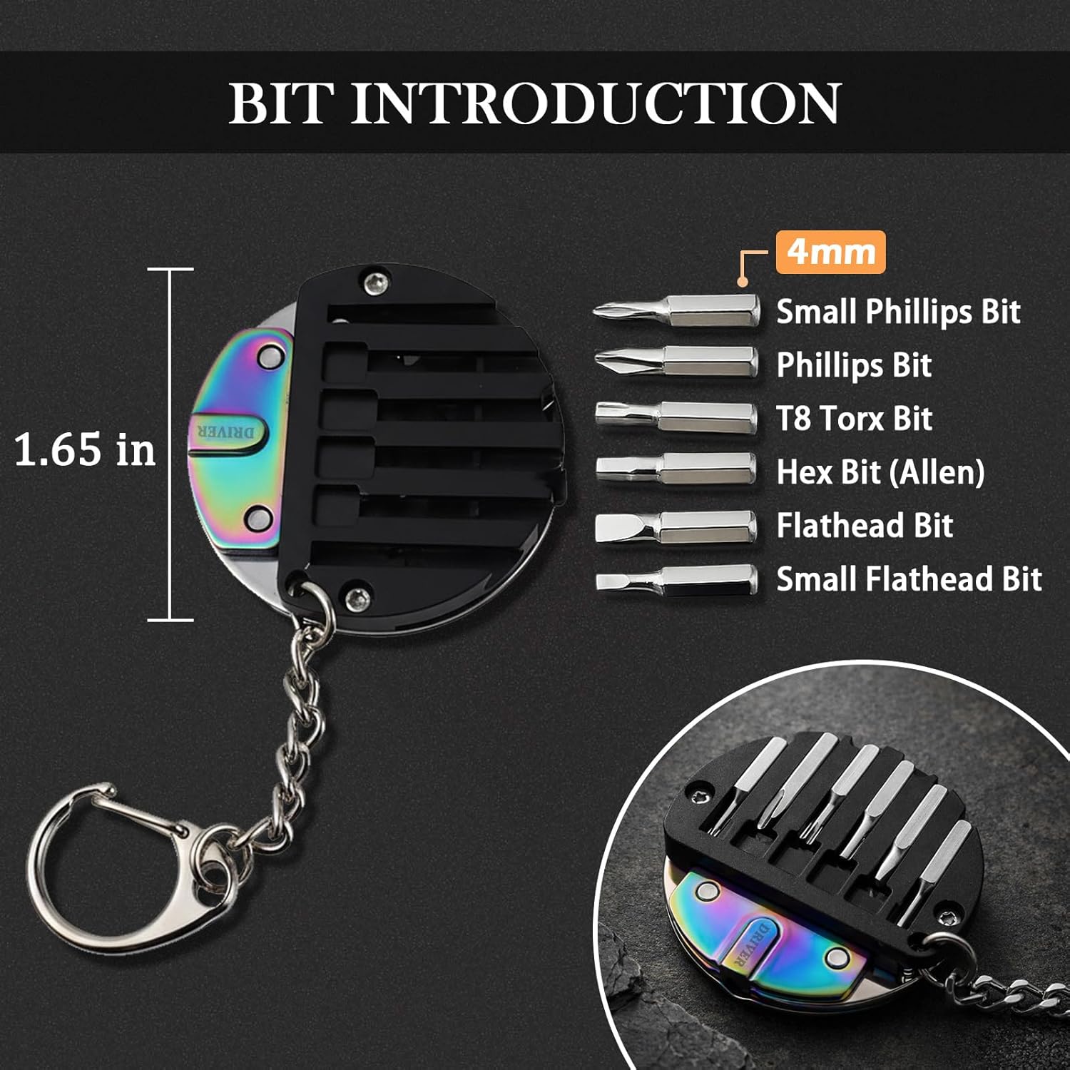 Rainbow Folding Keychain Pocket Knife, Small EDC Multitool with Screwdriver Set, Mini Utility Knife for Men & Women, Compact Manual Tool