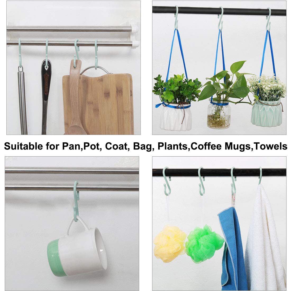 8 Ganci Appendiabiti A Forma Di S Rosa – In Plastica Resistente, Multiuso Per Bagno, Cucina, Cameretta, Organizer Casa - copertina