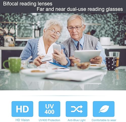 Miniatura 7 de Lentes de lectura de transición fotocromáticos progresivos de aumento de 2.5 X multifocales, lectores solares multifocales + bifocales sin montura
