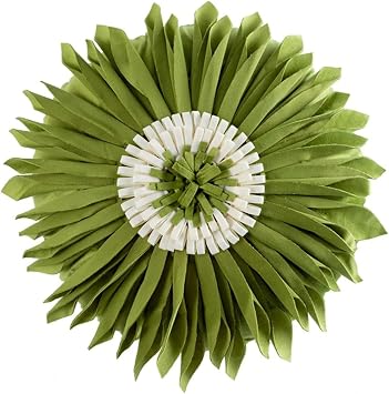 WAIUYIA Flower Shaped Throw Pillow, Soft Round Flower Cushion, Handmade Decorative Plush Petal Pillow for Bed Sofa Car Couch Green,17.7 inch
