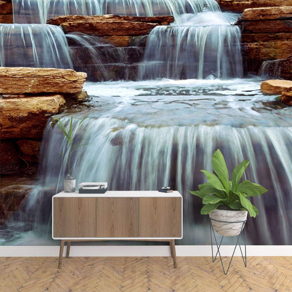 Photo murale papier peint salon avec effet trompe l'œil de chute d'eau