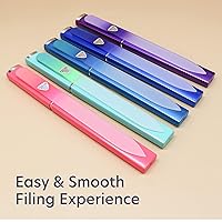 Vista 3 de BONA FIDE BEAUTY Czech Glass Files for Nails, 5-Pieces Manicure Glass Fingernail Files with Cases (Malibu Color Set)