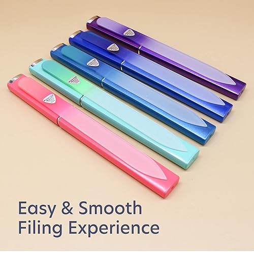 Miniatura 3 de BONA FIDE BEAUTY Czech Glass Files for Nails, 5-Pieces Manicure Glass Fingernail Files with Cases (Malibu Color Set)