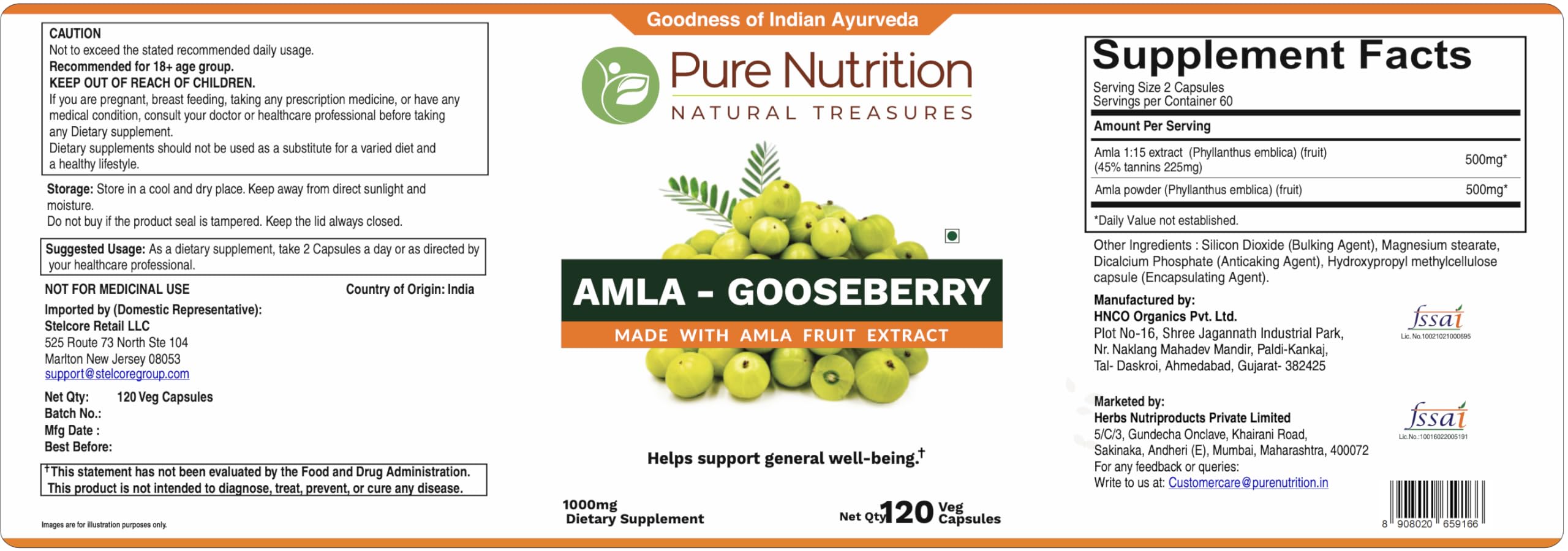 Pure Nutrition Amla Capsules (Indian Gooseberry) 1000 mg per Serving | 120 Veg Capsules | Amla Fruit Extract 500 mg + Powder 500 mg | Standardized Extract | Non-GMO Herbal Supplement — Amazon image 8