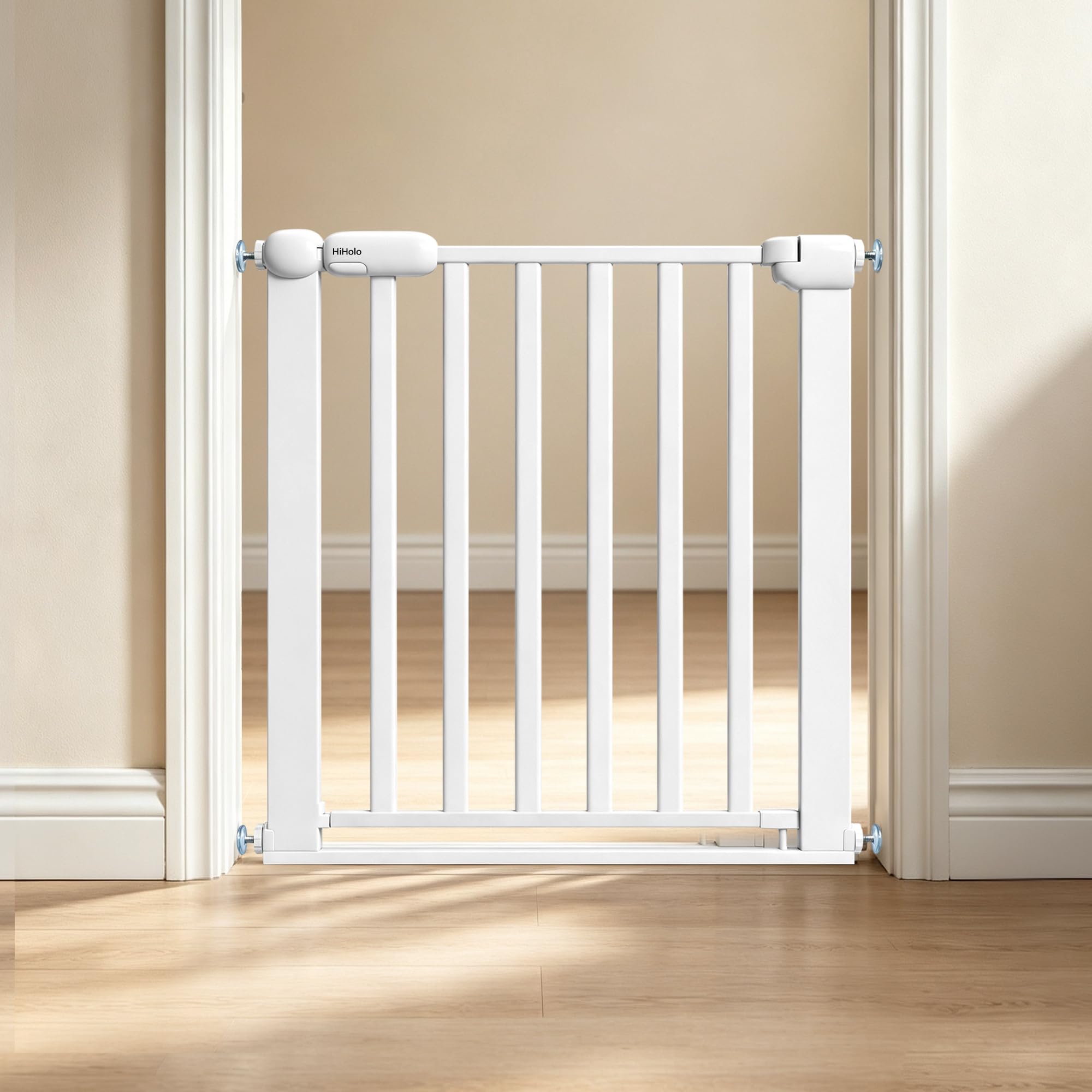 HiHolo Extra Wide Baby Safety Gates Adjustable width 75 to 82cm No Drilling Auto Close Easy Install Pet Gate for Doorways Stairs kitchen door