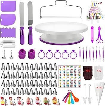 ANSLYQA Cake Decorating Kit, 340 Pcs Baking Tools Purple