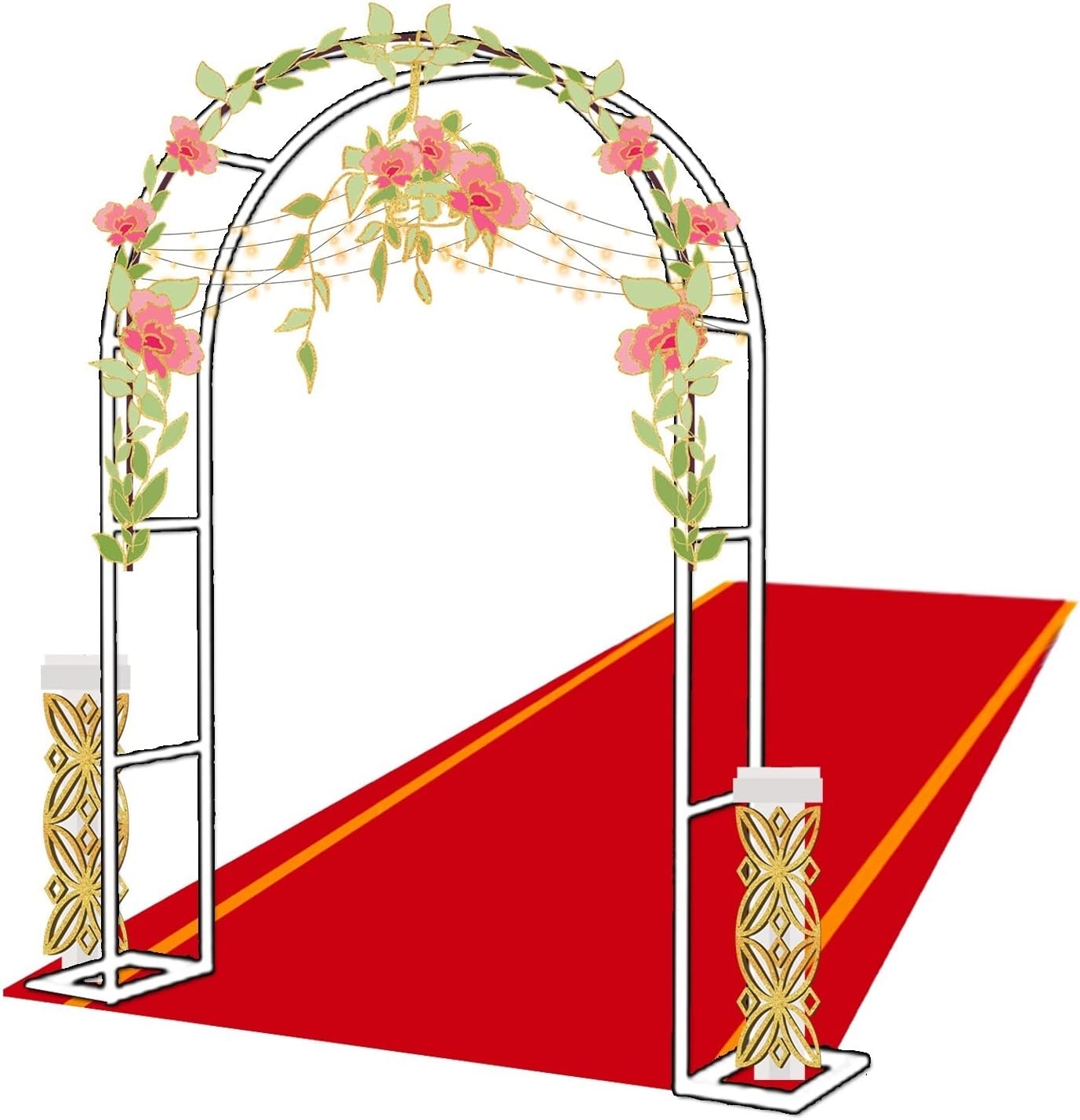 Metal Wedding Arch, Garden Arch, Wedding Metal Stand Climbing Plant Support Aid Stabilizer with Stand Black/White/Green (Color : Black, Size : 80x200x40CM)