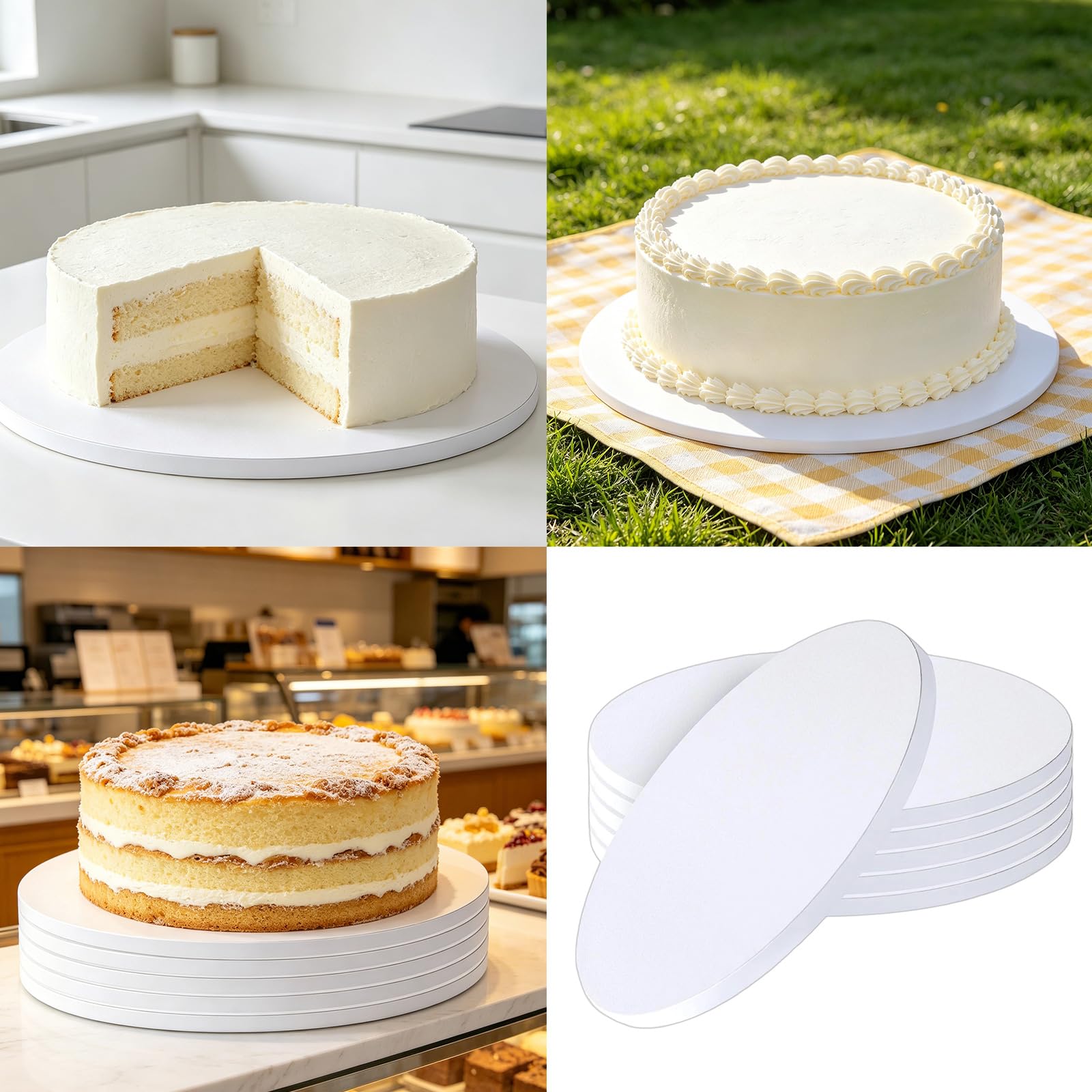 De 6 Supports à gâteaux Ronds élégants, Bases en Papier ondulé de qualité Alimentaire pour boulangers Professionnels et Planches à gâteaux de qualité Alimentaire à Usage Domestique