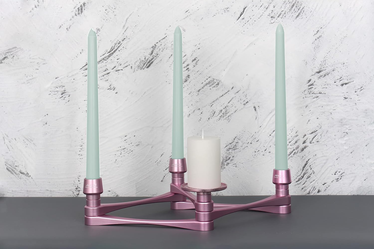 ALL-AT Aluminum Table Candle Holders Variable Set Retro Aluminum Hand-Forged Candlestick Holders Stands for Valentine Christmas Halloween Wedding Party Dining (Full Set, Rose Pink)