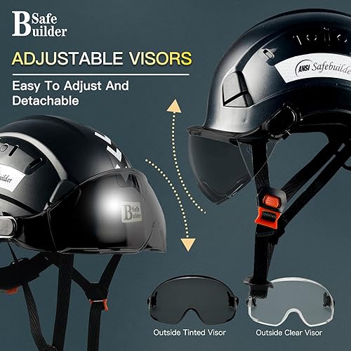 Miniatura 9 de Casco de seguridad de construcción con visera ABS casco de ventilación ajustable, protección de cabeza de trabajo industrial para hombres,
