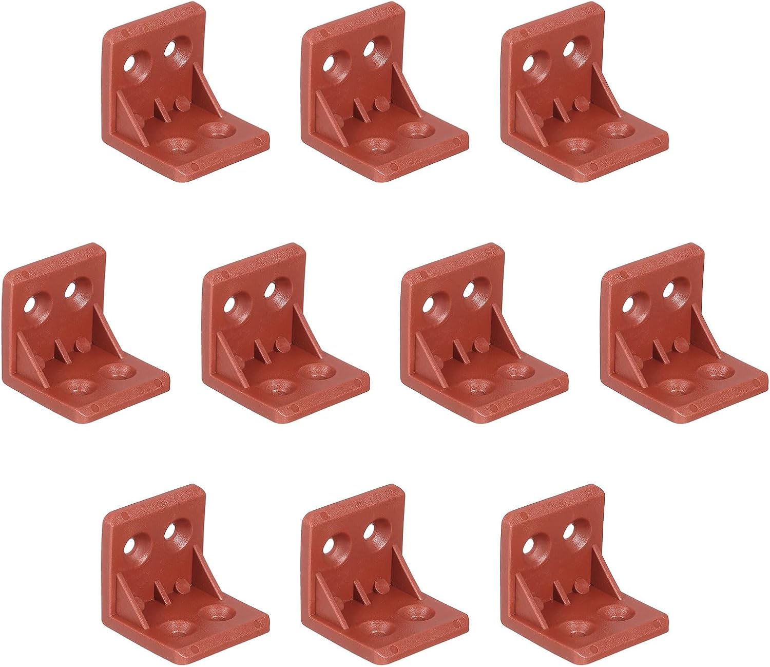 uxcell 10Pcs Plastic Corner Braces, L Shape Corner Bracket, Right Angle Corner Support Brace, Shelf Board Holder for Wood Furniture Cabinet Drawer Bookcase, Dark Brown