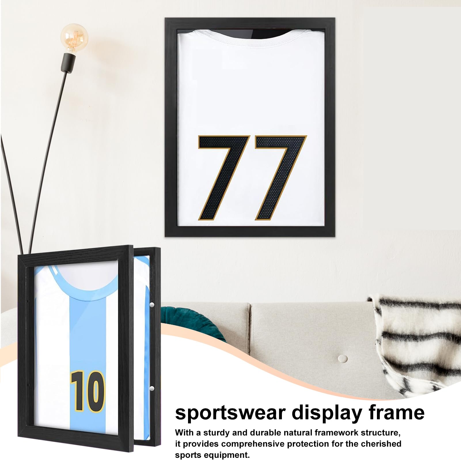 Rahmen für Sport-Shirts – Rahmen für Sport-Shirts – Sportbekleidungsbox, Wanddekoration für Zuhause, Fußball, Basketball, Baseball-Fans, Spieler, Sammler, Sportler, Herren