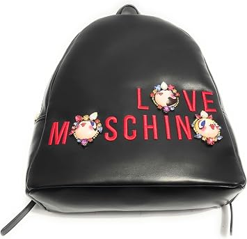 Love Moschino Women's Black Embroidered & Jeweled Logo Book Bag Backpack