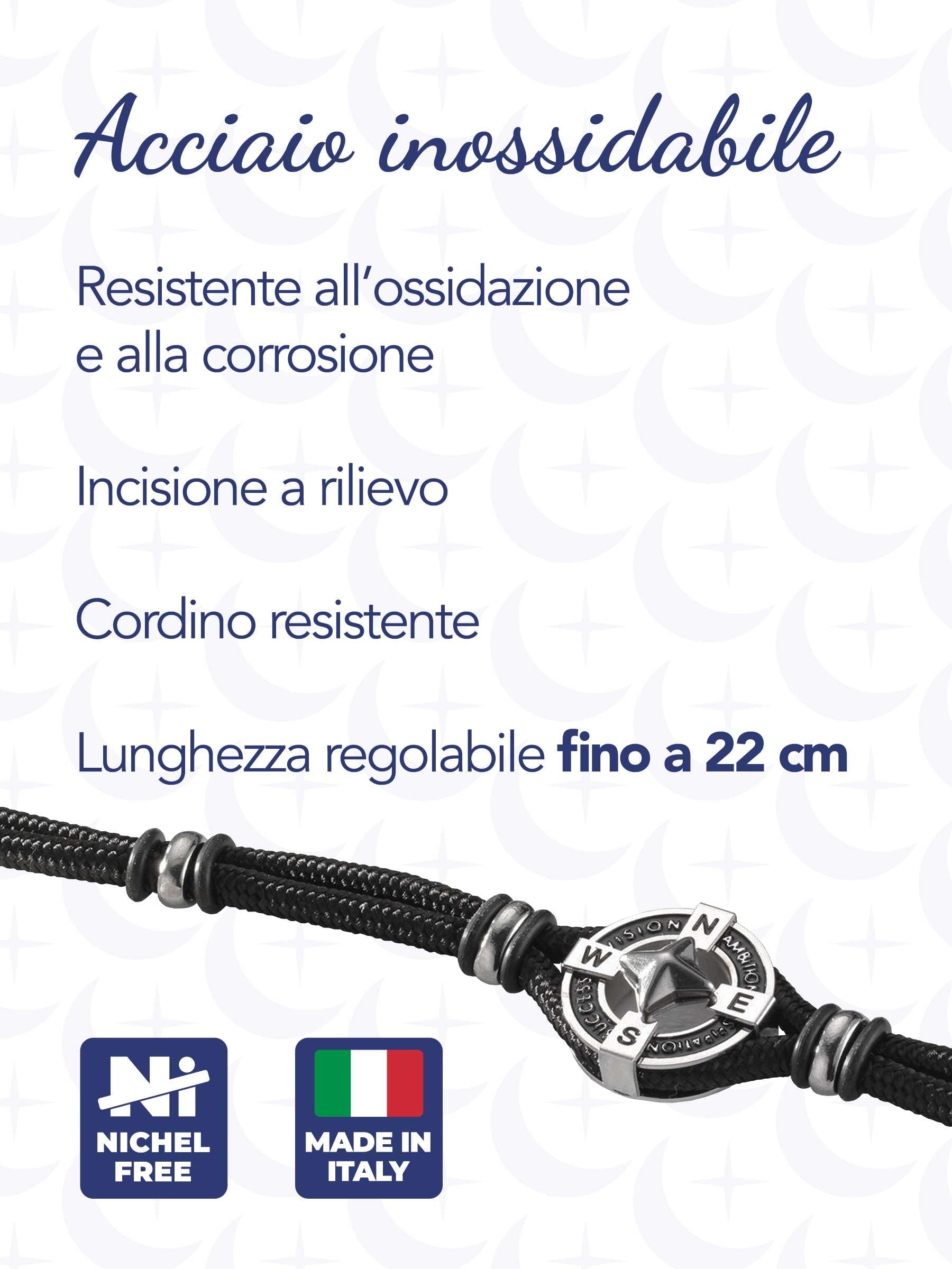 inSCINTILLE Bracciale Uomo Acciaio Simboli Nautica Rosa dei Venti, Regolabile 18-22 cm, Confezione Regalo Inclusa, Braccialetto Acciaio Inox, Bracciali Uomo