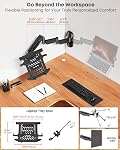 Extra Long Laptop Wall Mount - 27.83'' Long Gas Spring Adjustable Arm for 10''-17'' Laptops & 17''-32'' Monitors, Full Motion Monitor wall Mount with Detachable Tray, Hold up to 19.8 lbs, Black