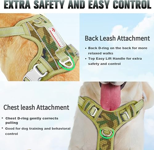 Miniatura 3 de BARKBAY - Arnés para perro de gran zancada, sin tirones, arnés para perro reflejante con clip frontal y agarradera de fácil control para