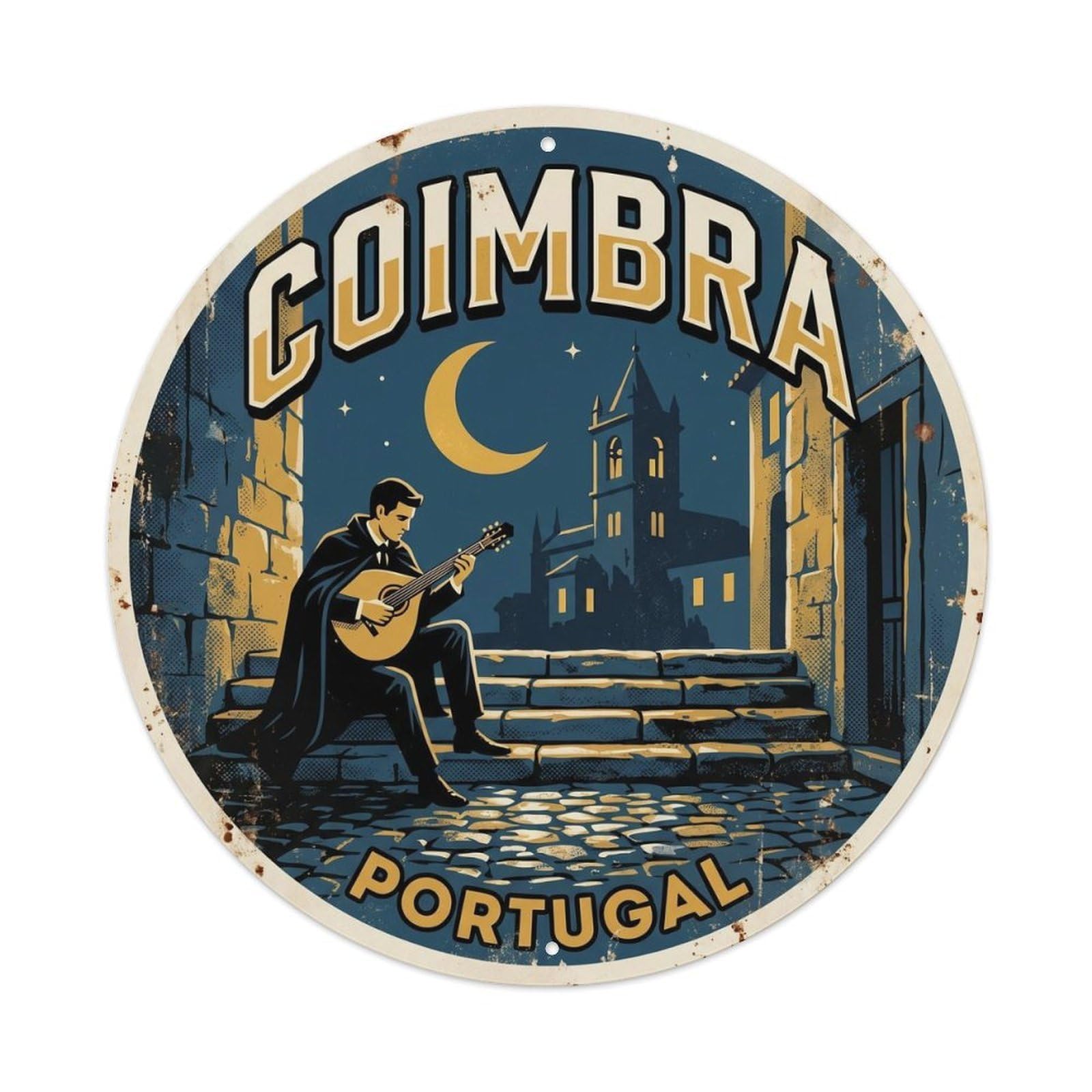 Olhnbad Style Portugal Coimbra Fado Regional Culture Cultural Scene Metal Tin Sign