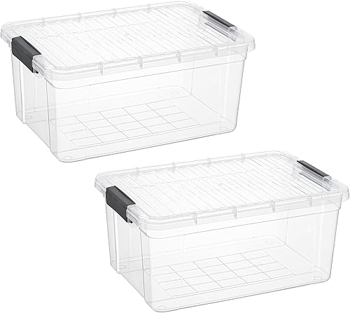 Miniatura 31 de Superio Cajas de almacenamiento transparentes con tapas, contenedores de plástico de 8.75 cuartos de galón para organizar, cajas apilables, sin BPA,
