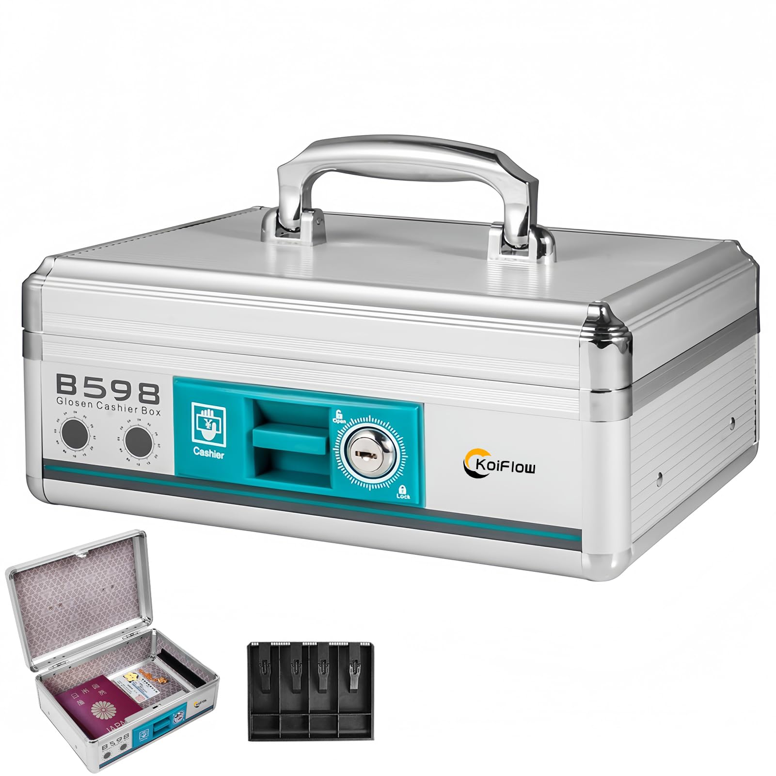 Amazon.co.jp: KoiFlow 手提げ金庫 キャッシュメイト 施錠可能 二重