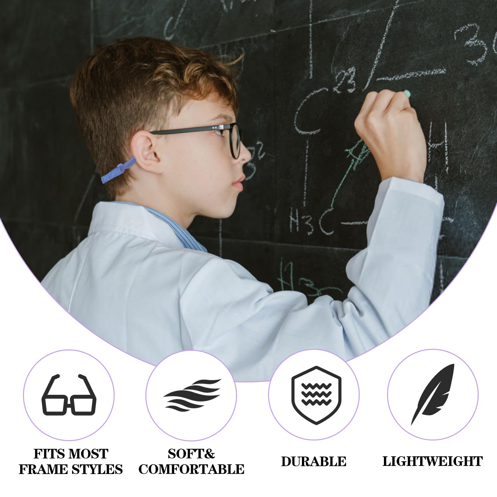 Yuanchu Pasek do okularów dla dzieci z silikonowymi uchwytami, 6 sztuk Regulowany pasek do sportowych okularów, antypoślizgowy pasek do okularów, elastyczny uchwyt na okulary dla chłopców i